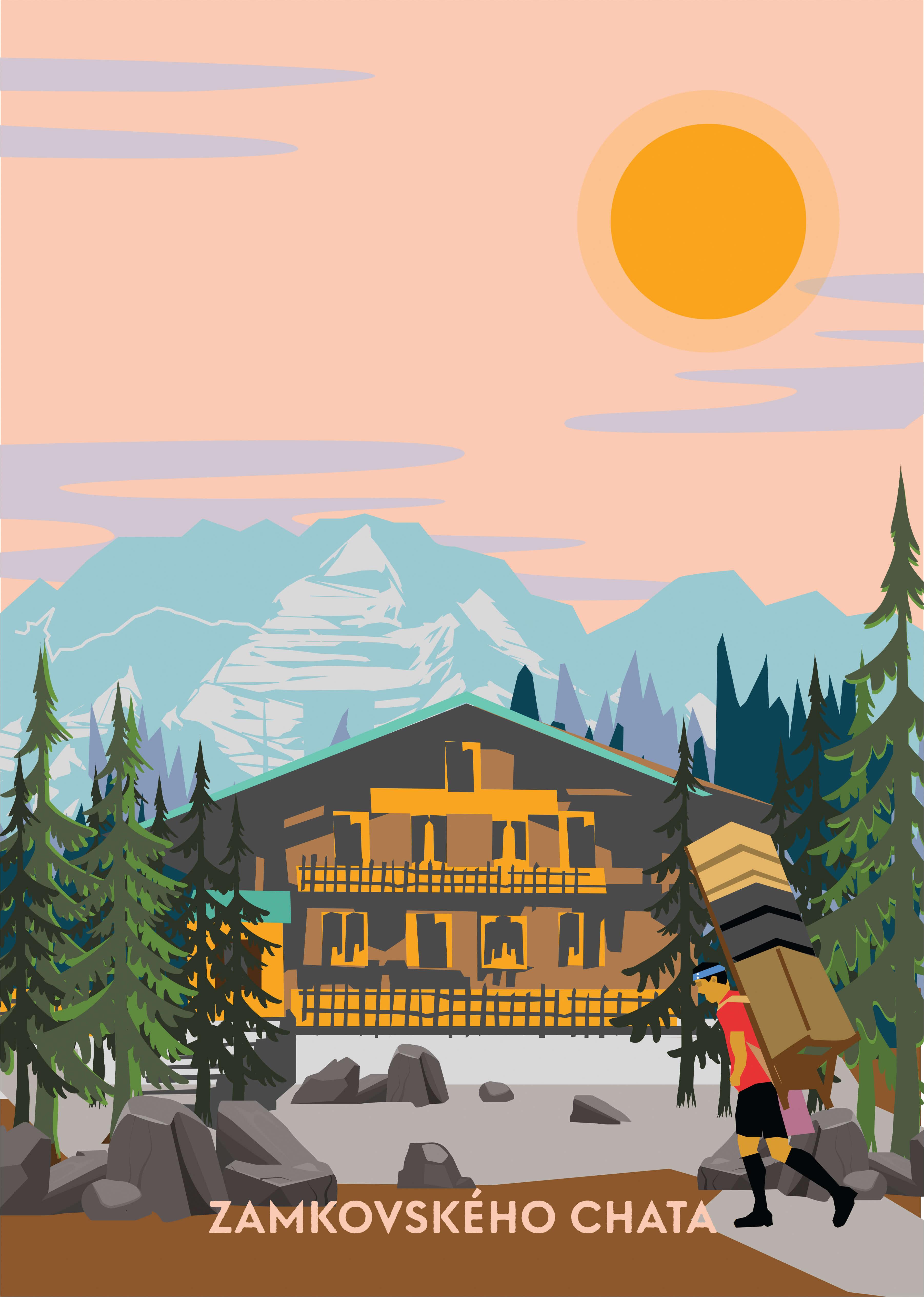 Poustr: Zamkovského chata, poctivý slovenský plagát