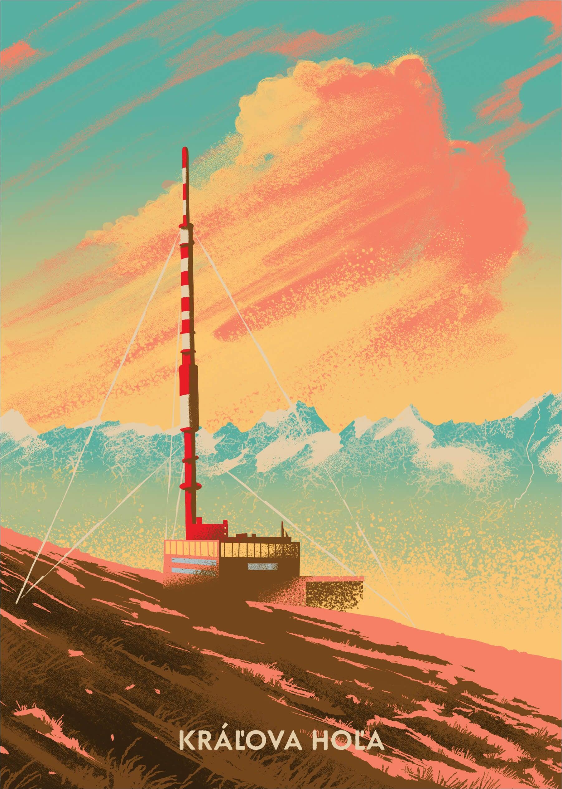 Poustr: Kráľova hoľa, poctivý slovenský plagát, Nízke Tatry, Vysoké Tatry